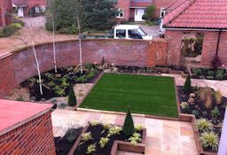 New Garden Design with lawn, feature beds and tree planting