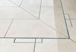 Porcelain paving finishing details and inset cuts